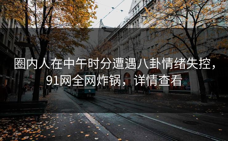 圈内人在中午时分遭遇八卦情绪失控，91网全网炸锅，详情查看