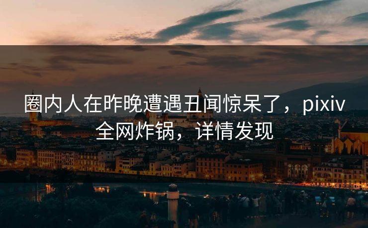 圈内人在昨晚遭遇丑闻惊呆了，pixiv全网炸锅，详情发现