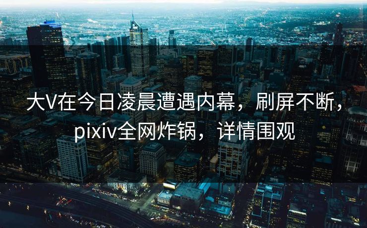 大V在今日凌晨遭遇内幕，刷屏不断，pixiv全网炸锅，详情围观