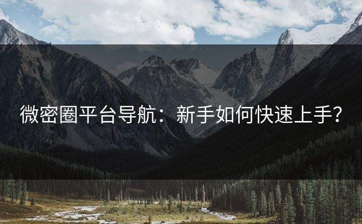 微密圈平台导航：新手如何快速上手？