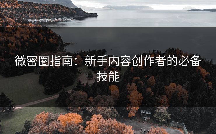 微密圈指南：新手内容创作者的必备技能