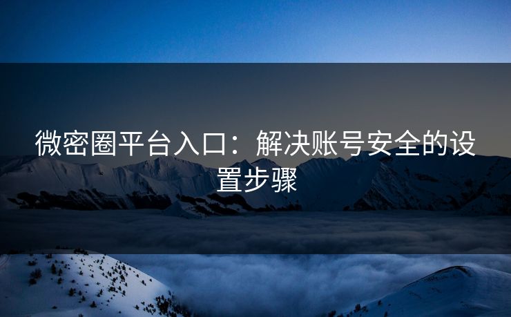 微密圈平台入口：解决账号安全的设置步骤