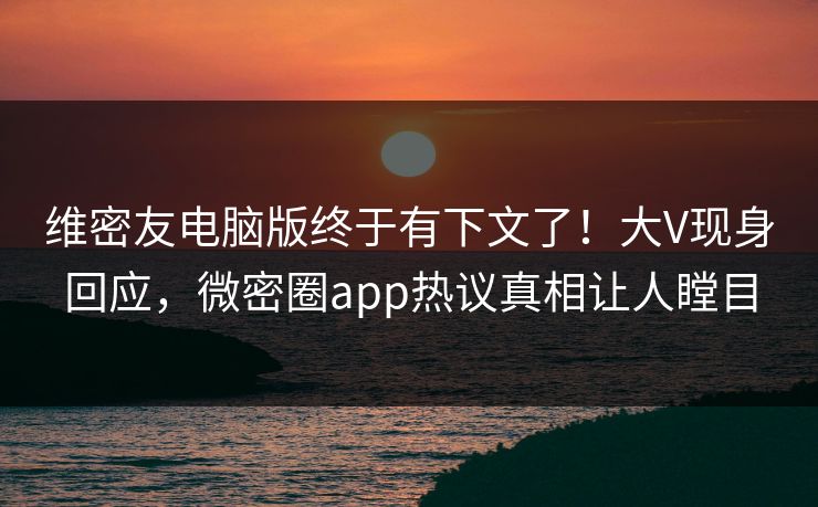 维密友电脑版终于有下文了！大V现身回应，微密圈app热议真相让人瞠目