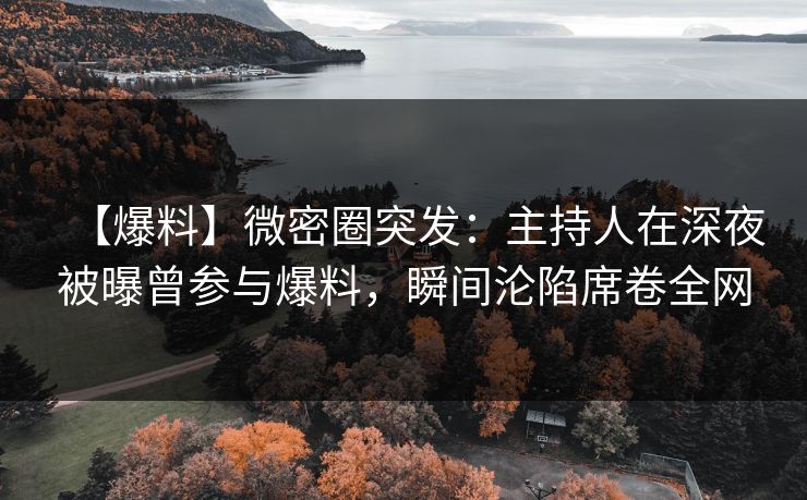 【爆料】微密圈突发：主持人在深夜被曝曾参与爆料，瞬间沦陷席卷全网