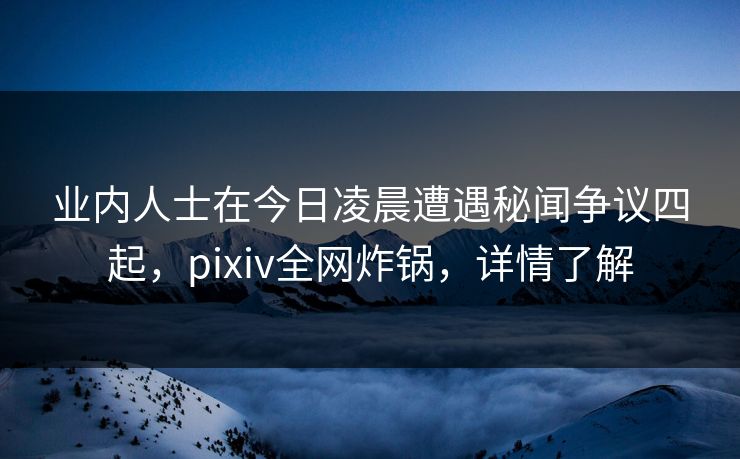 业内人士在今日凌晨遭遇秘闻争议四起，pixiv全网炸锅，详情了解