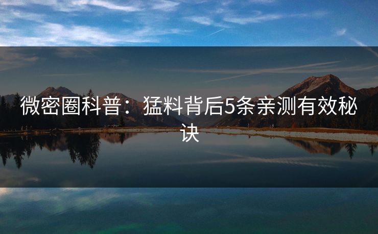 微密圈科普：猛料背后5条亲测有效秘诀