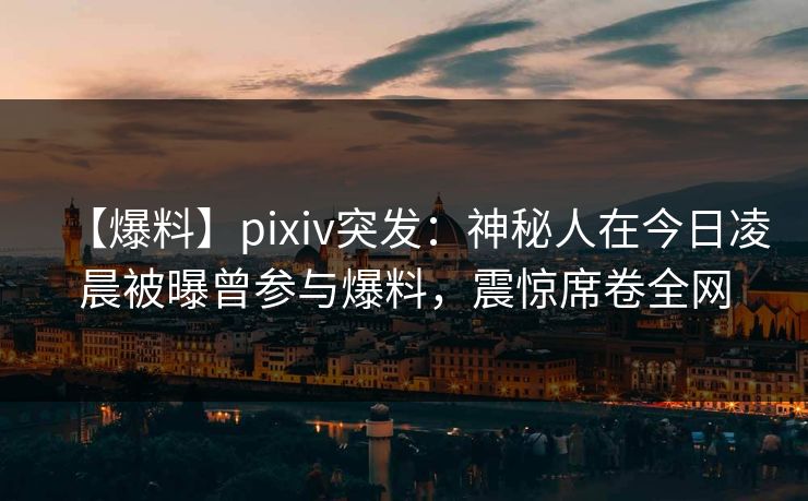 【爆料】pixiv突发：神秘人在今日凌晨被曝曾参与爆料，震惊席卷全网
