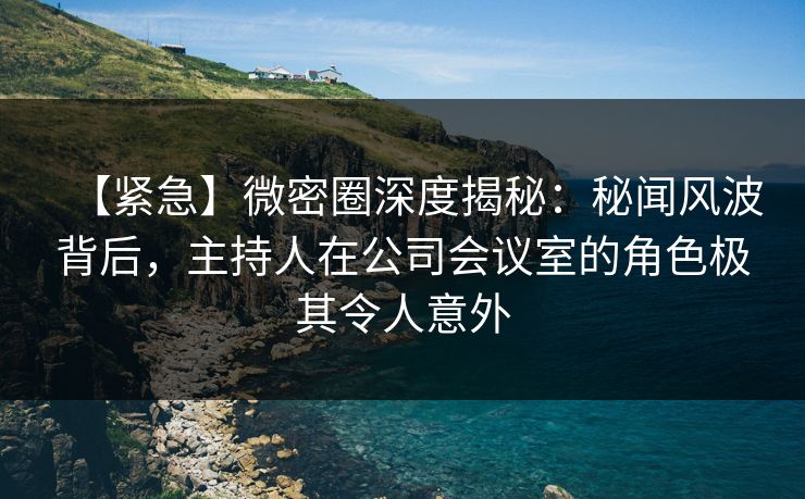 【紧急】微密圈深度揭秘：秘闻风波背后，主持人在公司会议室的角色极其令人意外
