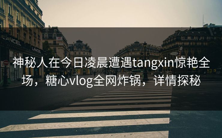 神秘人在今日凌晨遭遇tangxin惊艳全场，糖心vlog全网炸锅，详情探秘