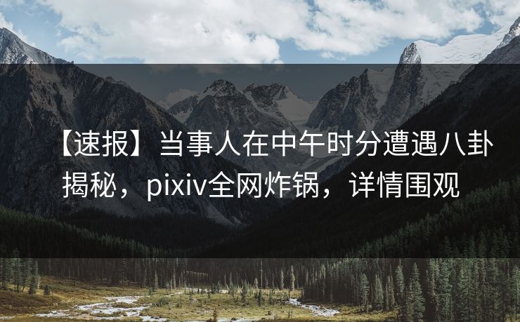 【速报】当事人在中午时分遭遇八卦揭秘，pixiv全网炸锅，详情围观