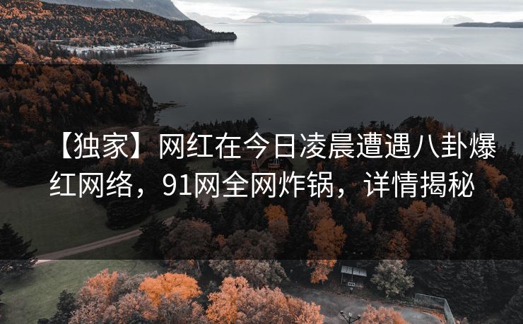 【独家】网红在今日凌晨遭遇八卦爆红网络，91网全网炸锅，详情揭秘