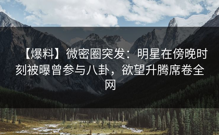 【爆料】微密圈突发：明星在傍晚时刻被曝曾参与八卦，欲望升腾席卷全网